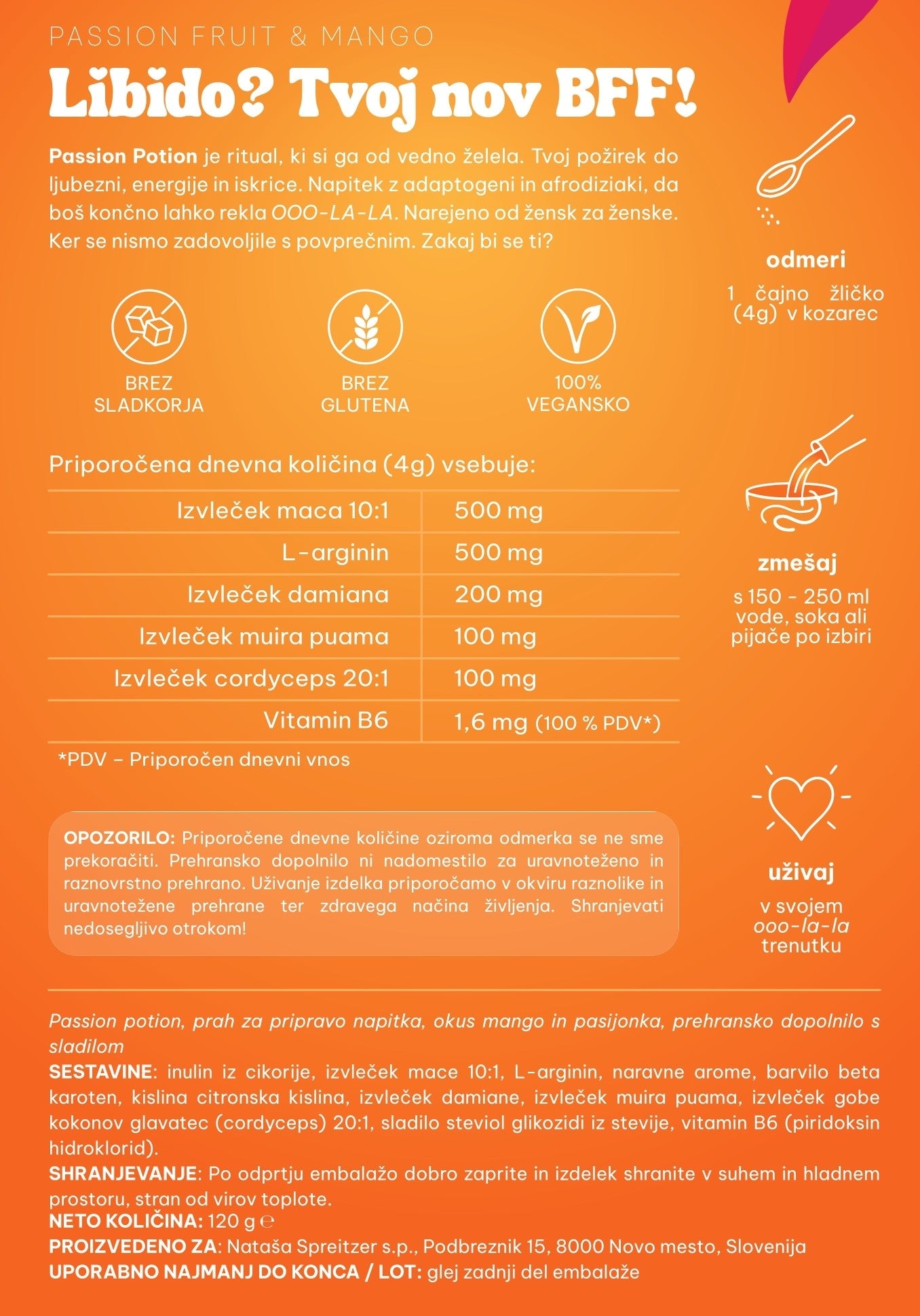 Passion Potion libido booster za ženske, 120 g